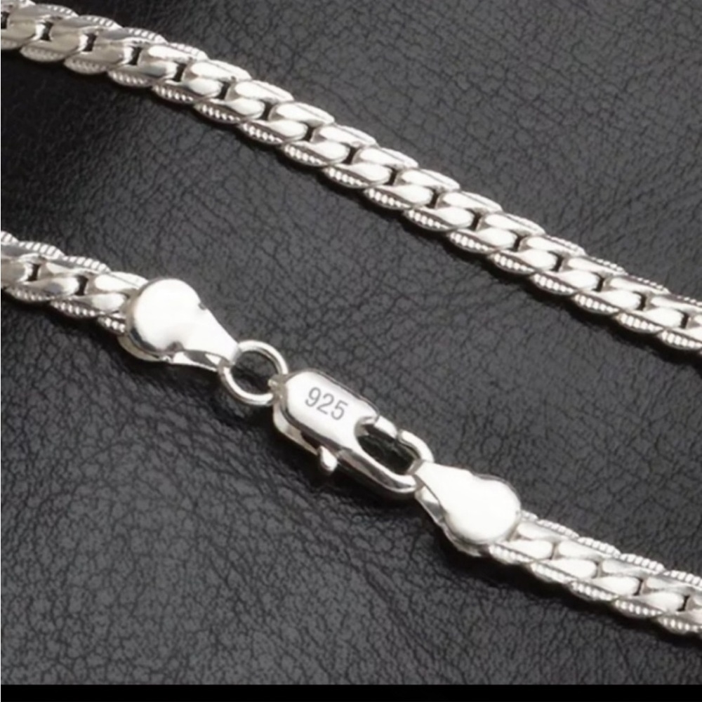 New 925 Unisex Sterling Silver Snake Necklace - Picture 3 of 4
